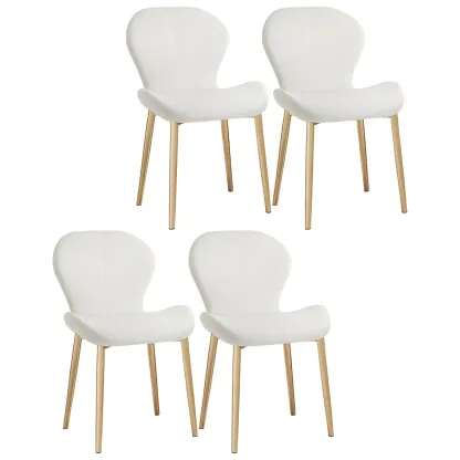 Art Deco Curved Back Leather Dining Chair Solid Back Image - 45