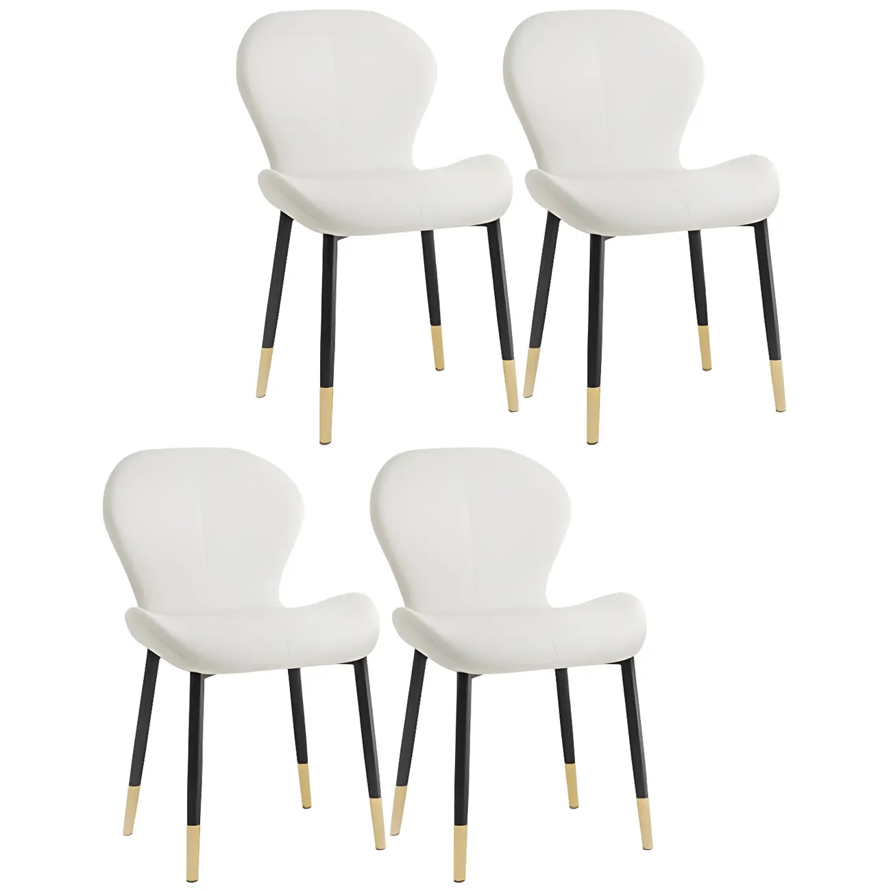 Art Deco Curved Back Leather Dining Chair Solid Back Image - 48 | homeyfad