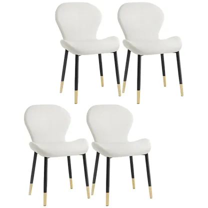 Art Deco Curved Back Leather Dining Chair Solid Back Image - 48