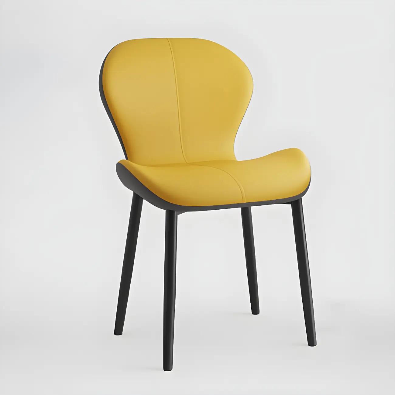 Art Deco Curved Back Leather Dining Chair Solid Back Image - 49 | homeyfad