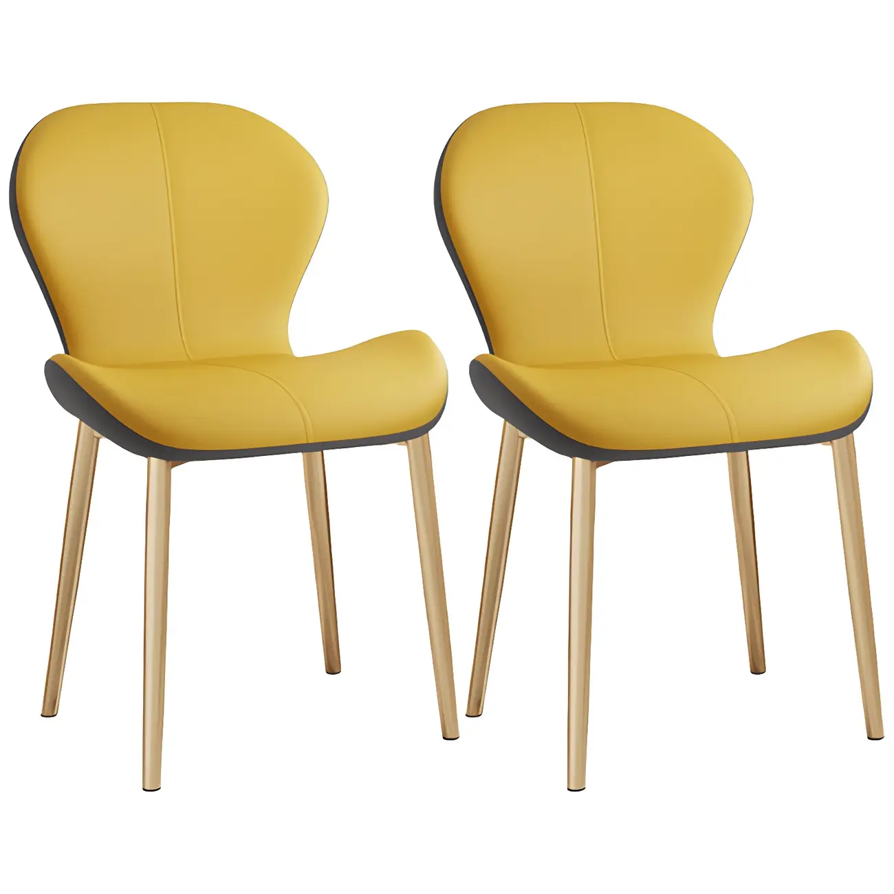 Art Deco Curved Back Leather Dining Chair Solid Back Image - 53 | homeyfad