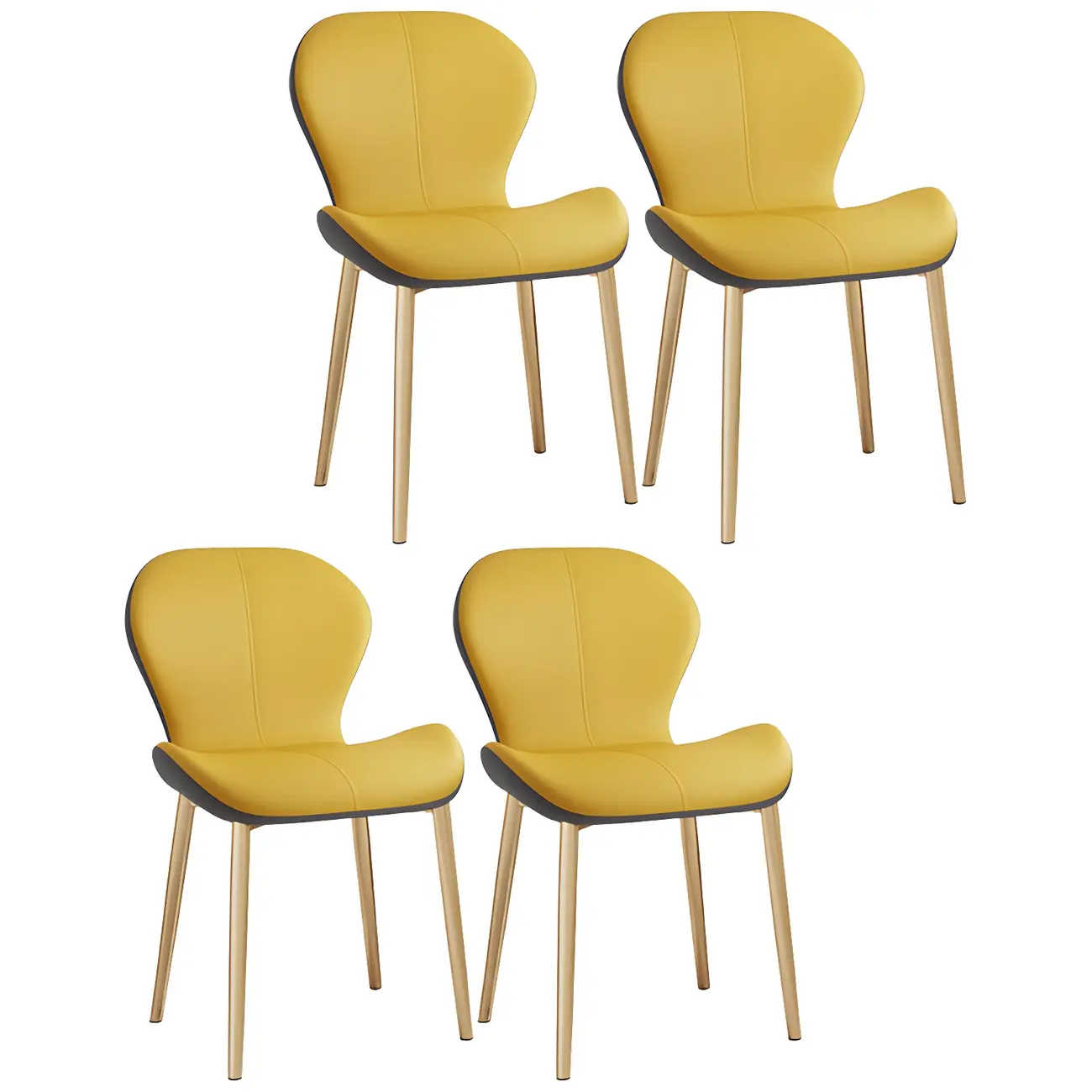 Art Deco Curved Back Leather Dining Chair Solid Back Image - 54 | homeyfad