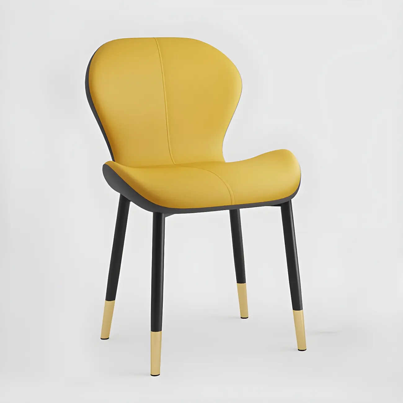 Art Deco Curved Back Leather Dining Chair Solid Back Image - 55 | homeyfad