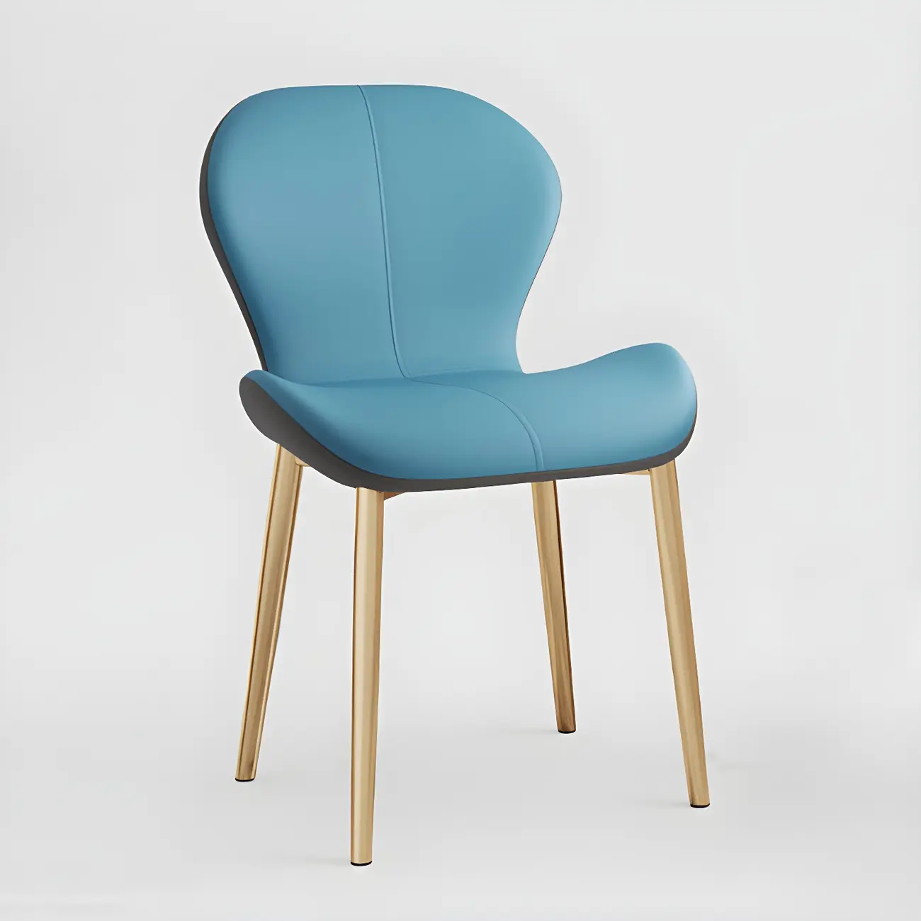 Art Deco Curved Back Leather Dining Chair Solid Back Image - 61 | homeyfad