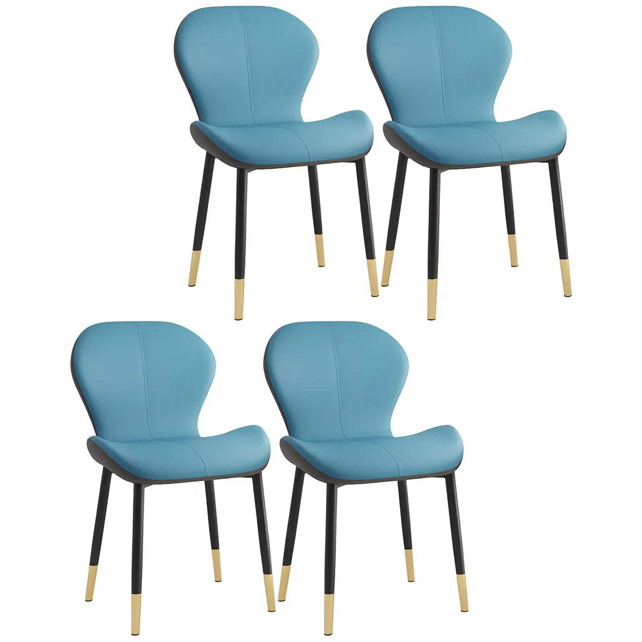 Art Deco Curved Back Leather Dining Chair Solid Back Image - 66 | homeyfad