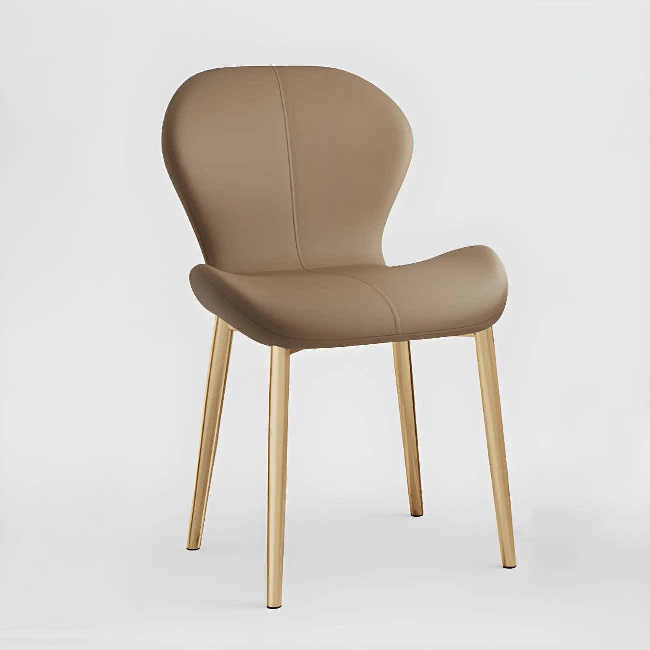 Art Deco Curved Back Leather Dining Chair Solid Back Image - 67 | homeyfad