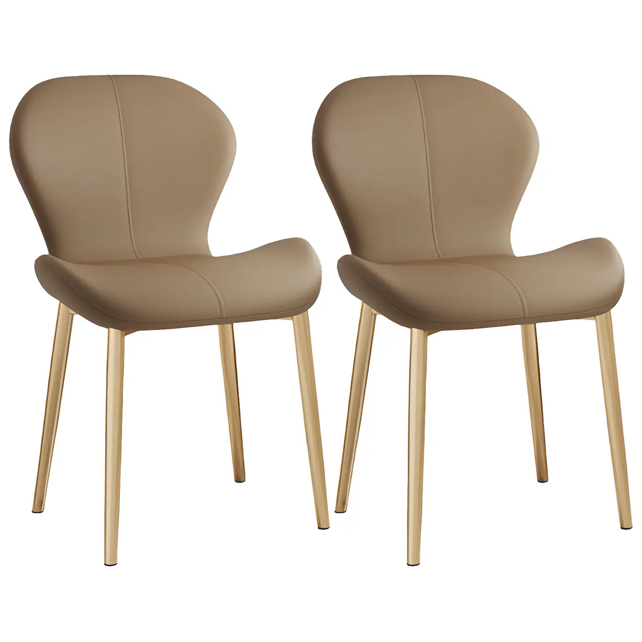 Art Deco Curved Back Leather Dining Chair Solid Back Image - 68 | homeyfad