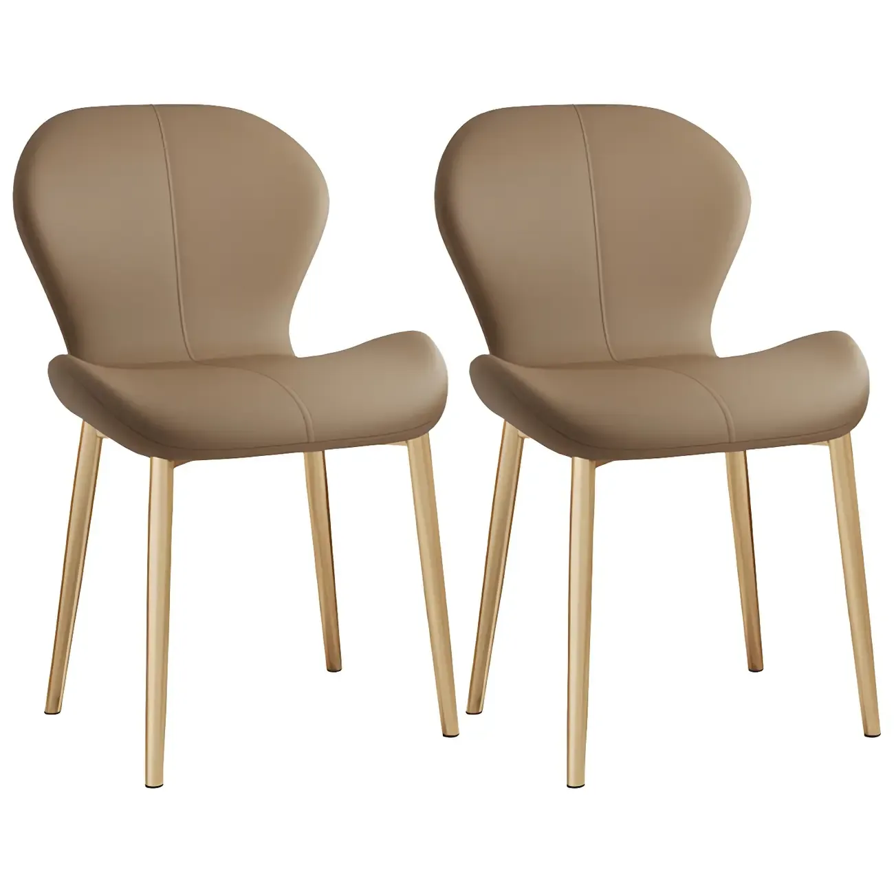 Art Deco Curved Back Leather Dining Chair Solid Back Image - 68