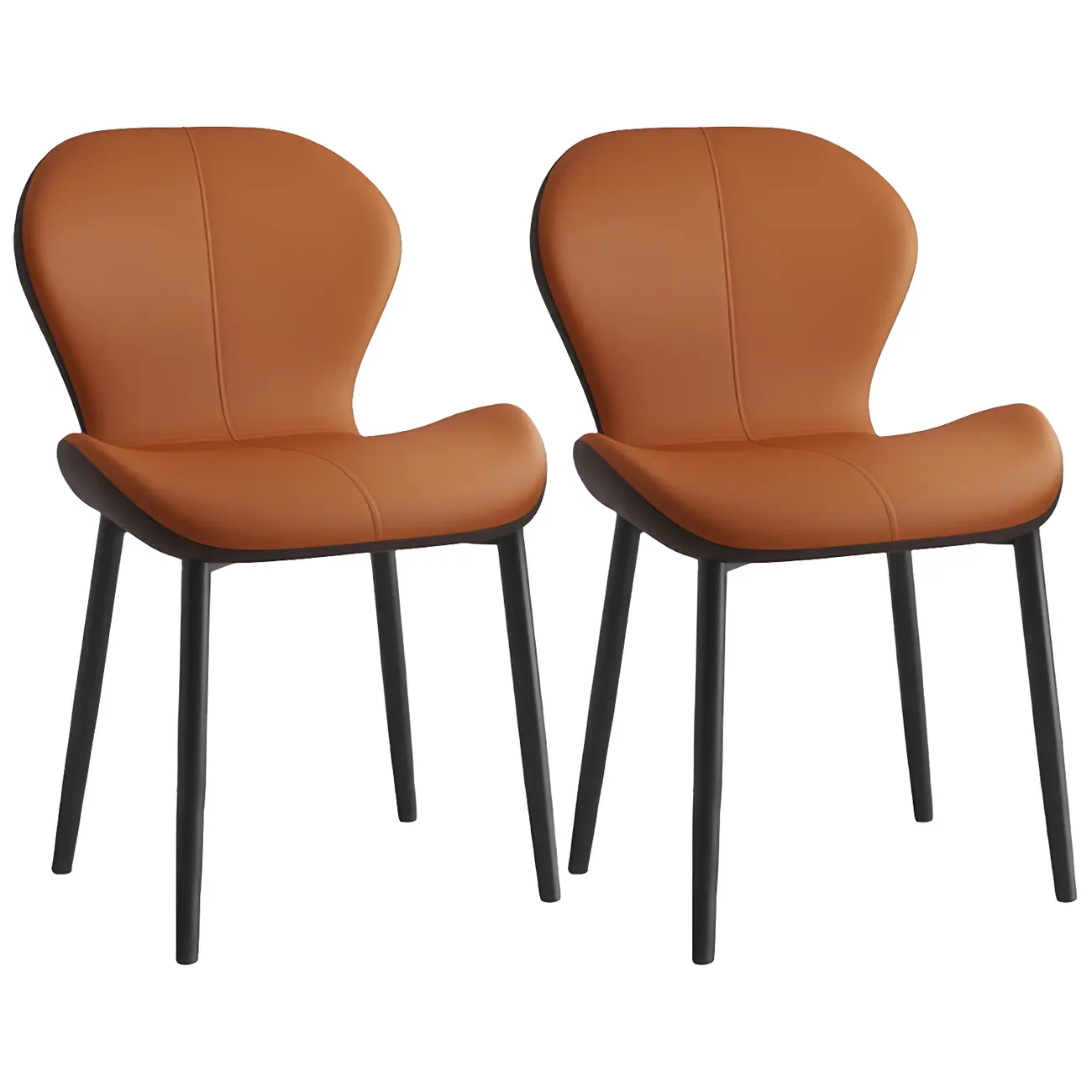 Art Deco Curved Back Leather Dining Chair Solid Back Image - 74 | homeyfad