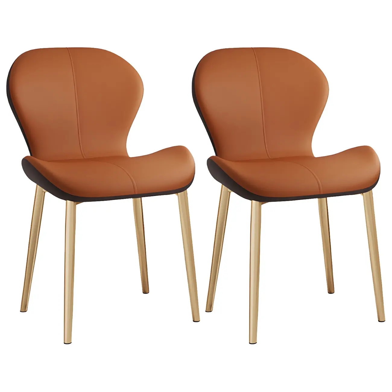 Art Deco Curved Back Leather Dining Chair Solid Back Image - 77 | homeyfad