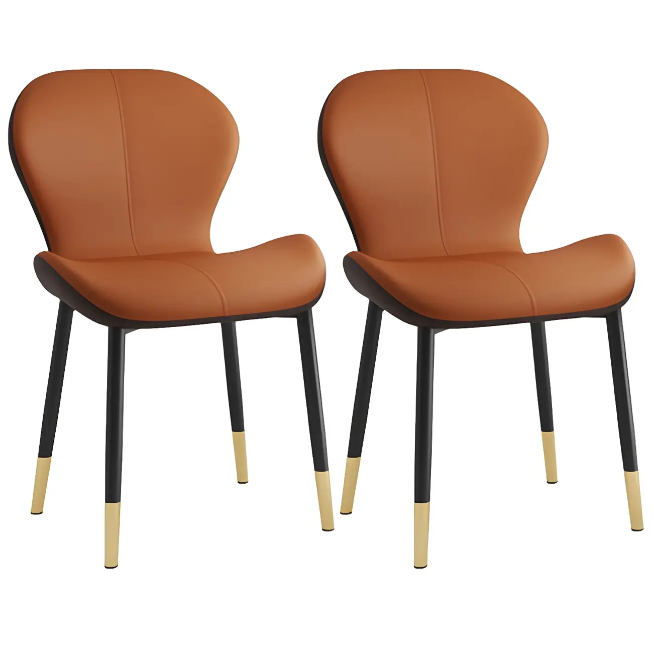 Art Deco Curved Back Leather Dining Chair Solid Back Image - 80 | homeyfad