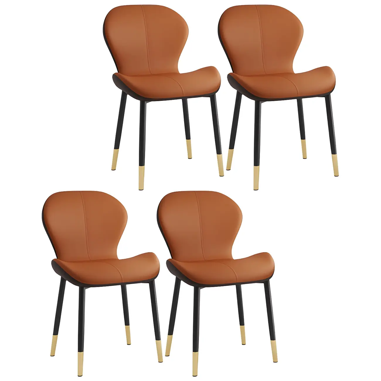 Art Deco Curved Back Leather Dining Chair Solid Back Image - 81 | homeyfad