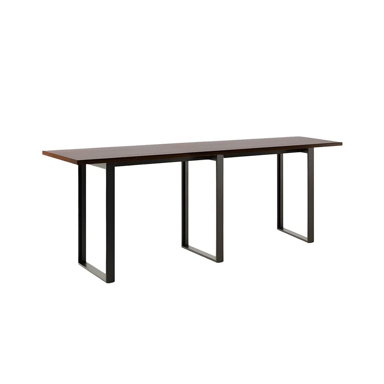 Industrial Walnut Rectangular Large Dining Bar Table Image - 11 | homeyfad