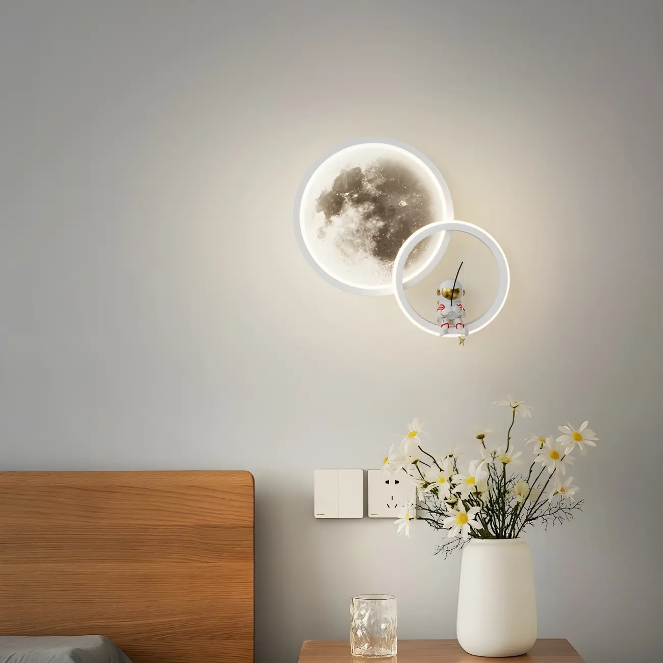 Mini Dimmable Circular LED Wall Sconce for Kids Bedroom  | homeyfad