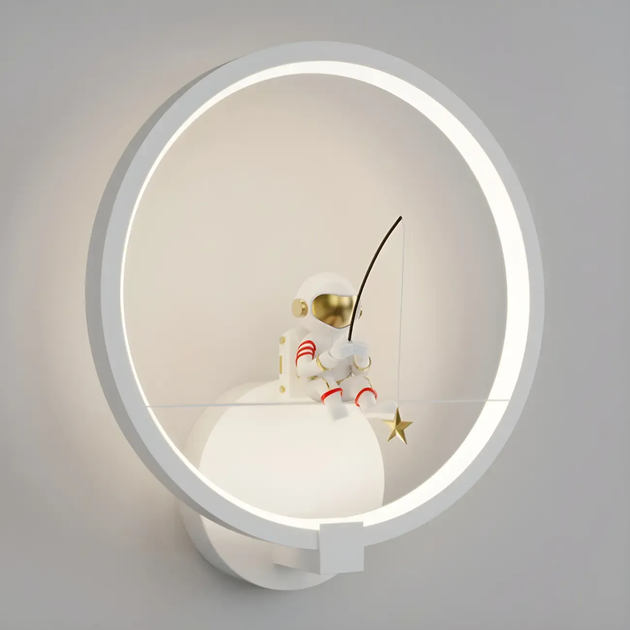 Mini Dimmable Circular LED Wall Sconce for Kids Bedroom 
