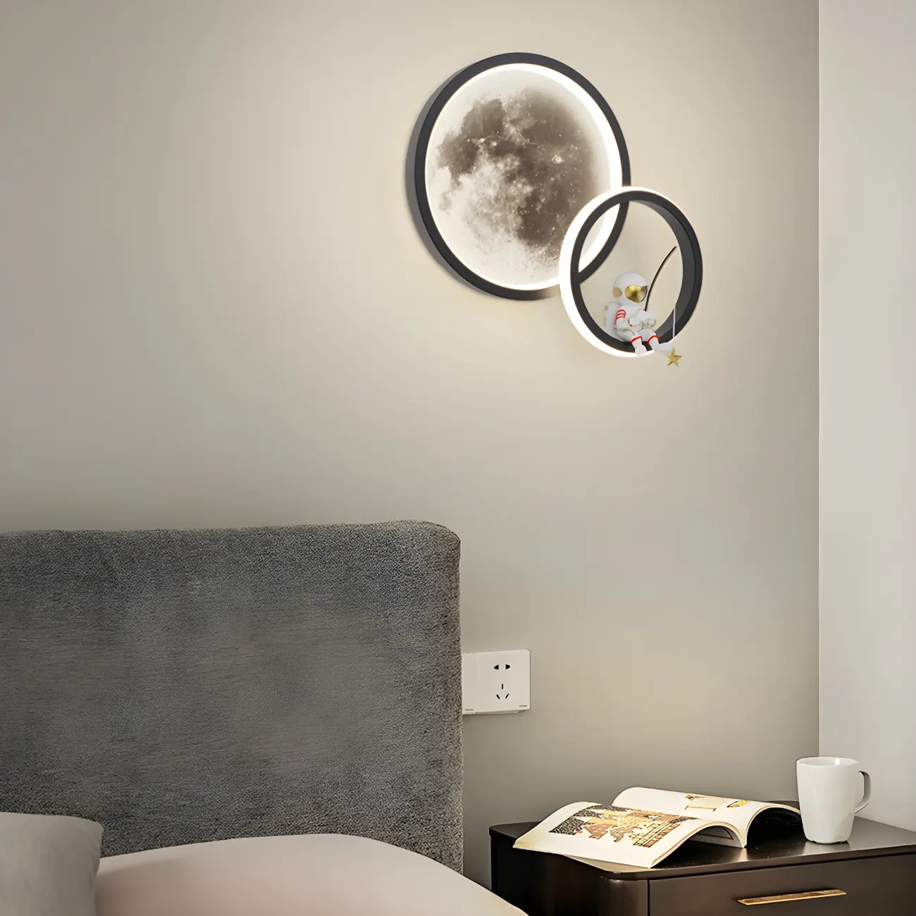 Mini Dimmable Circular LED Wall Sconce for Kids Bedroom  | homeyfad