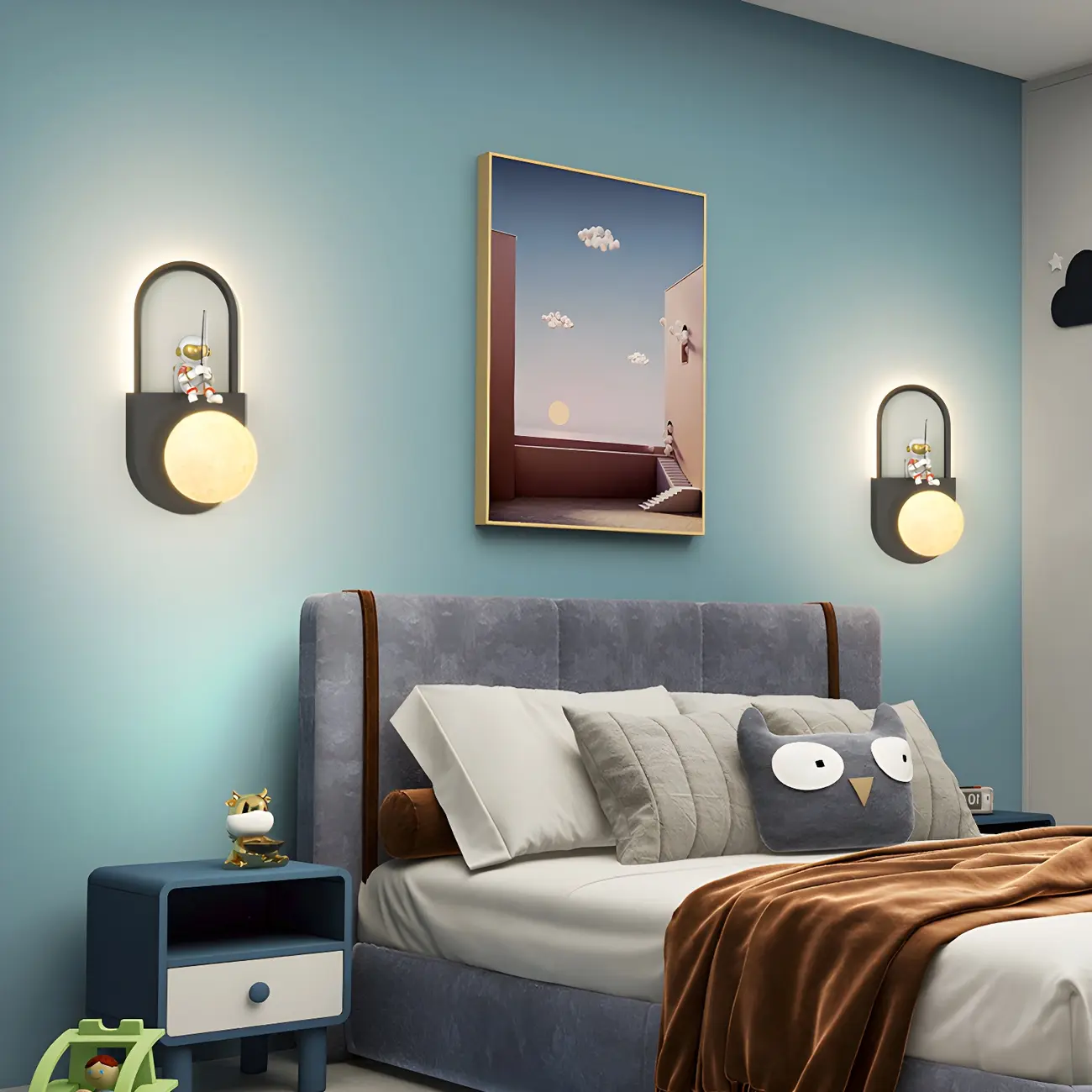Mini Dimmable Circular LED Wall Sconce for Kids Bedroom  | homeyfad