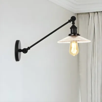 Industrial Adjustable Black Cone Shape Glass LED Wall Lamp 