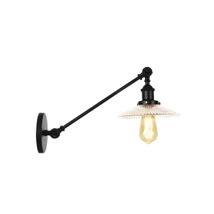 Industrial Adjustable Black Cone Shape Glass LED Wall Lamp 