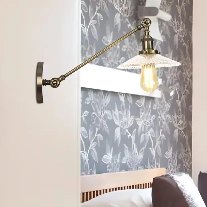 Industrial Adjustable Black Cone Shape Glass LED Wall Lamp 