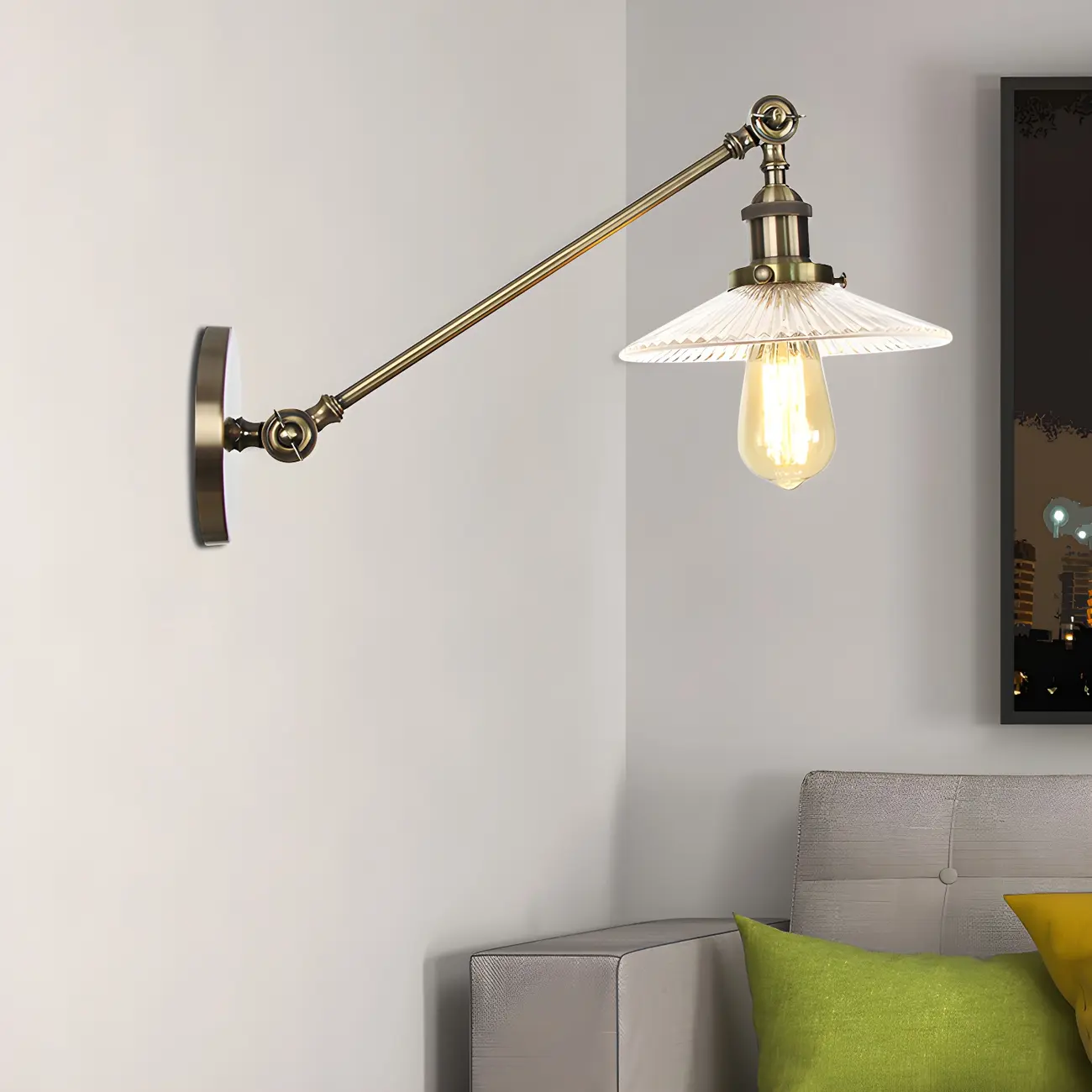 Industrial Adjustable Black Cone Shape Glass LED Wall Lamp  | homeyfad