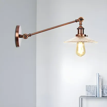 Industrial Adjustable Black Cone Shape Glass LED Wall Lamp 