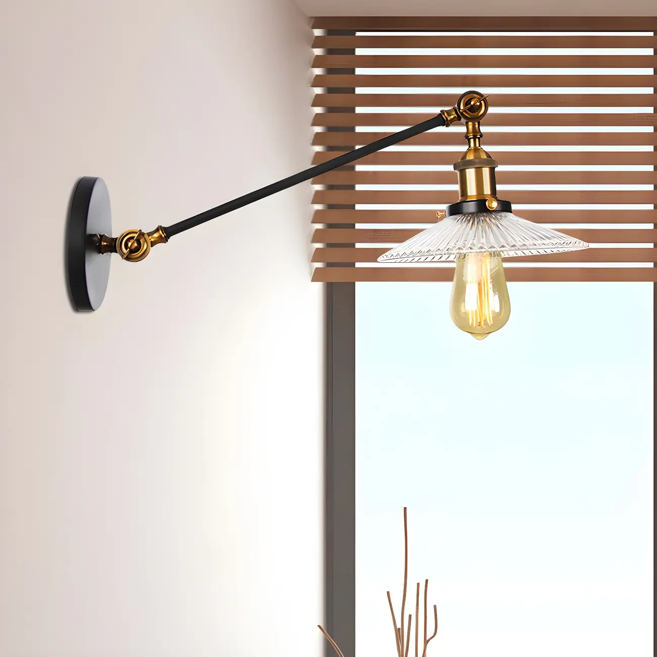 Industrial Adjustable Black Cone Shape Glass LED Wall Lamp  | homeyfad