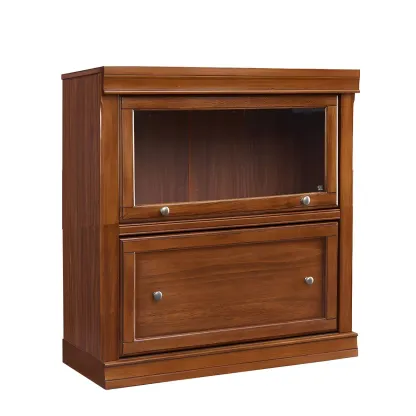 Brown Oak Wood Barrister Bookcases with Glass Doors Image - 5