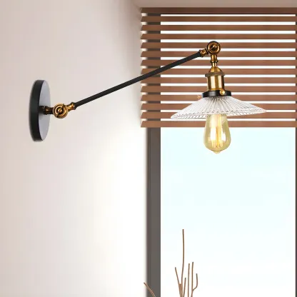 Industrial Adjustable Black Cone Shape Glass LED Wall Lamp 