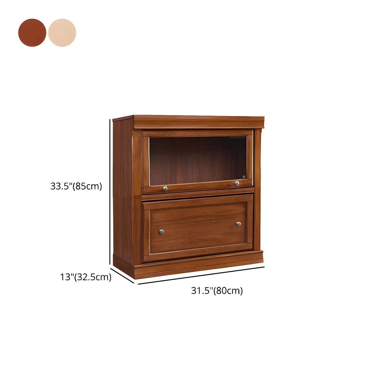Brown Oak Wood Barrister Bookcases with Glass Doors #size