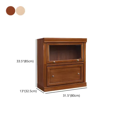 Brown Oak Wood Barrister Bookcases with Glass Doors #size