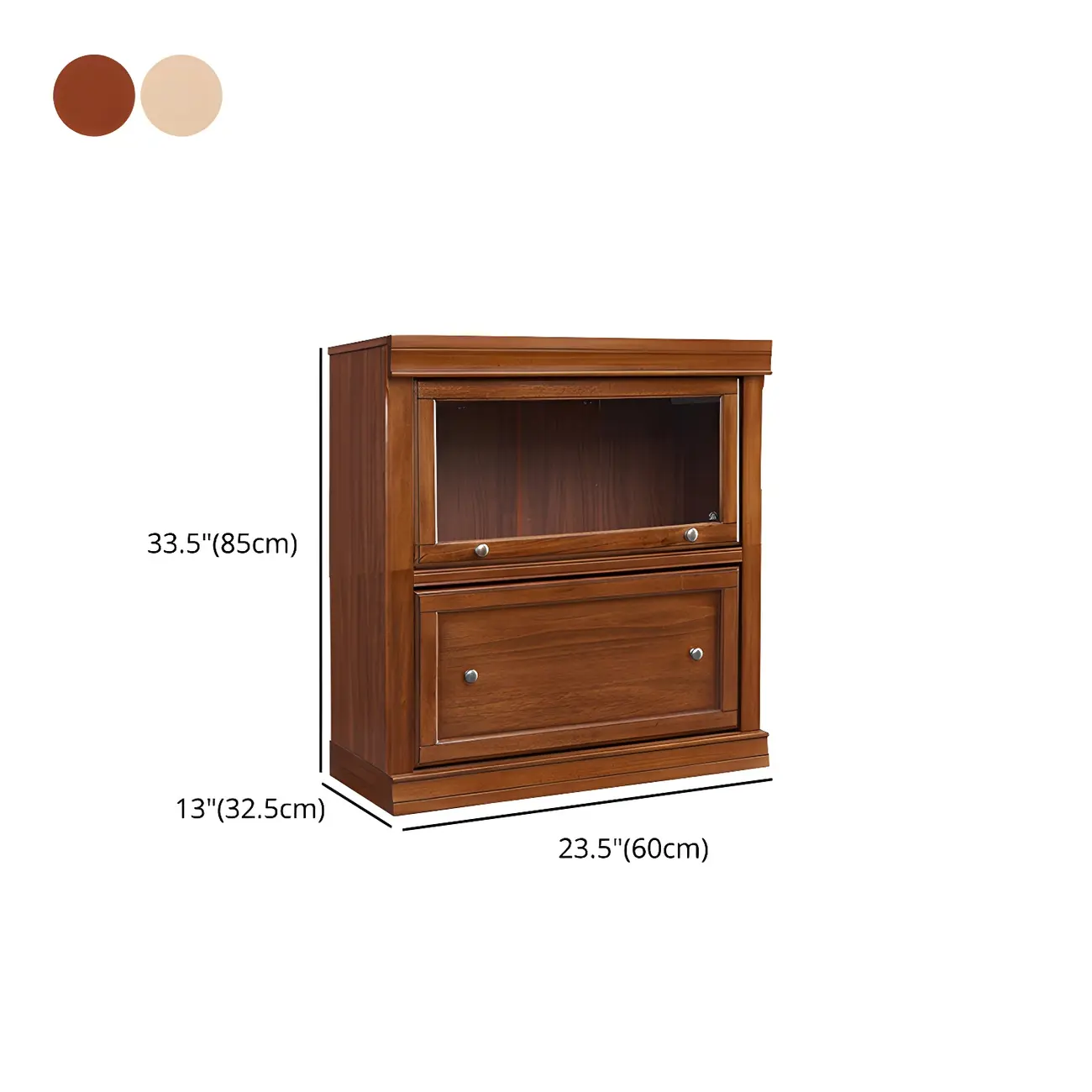 Brown Oak Wood Barrister Bookcases with Glass Doors Image - 12 | homeyfad