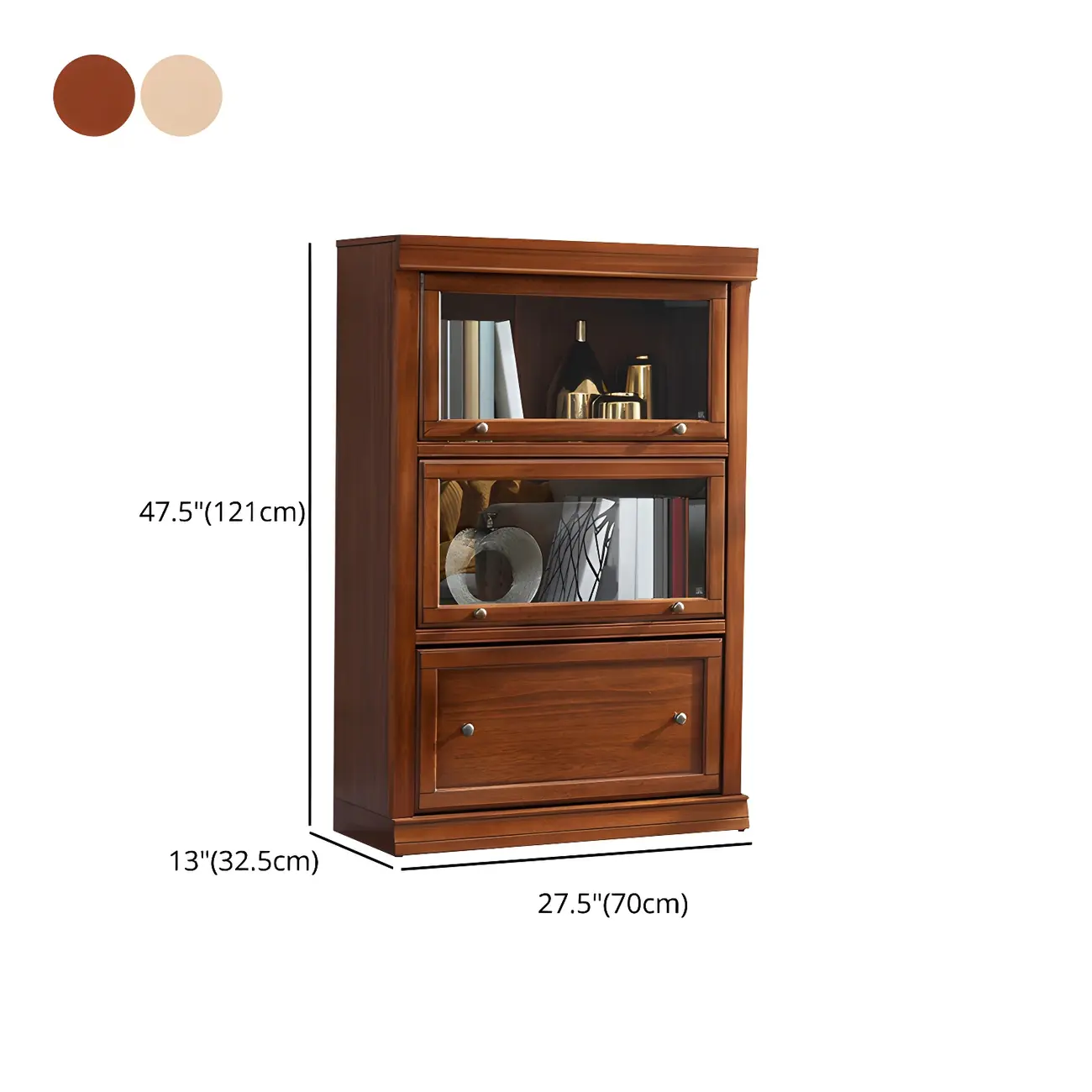 Brown Oak Wood Barrister Bookcases with Glass Doors Image - 15 | homeyfad