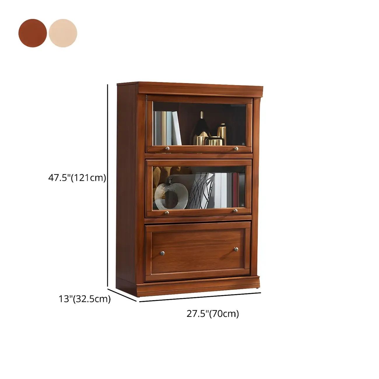 Brown Oak Wood Barrister Bookcases with Glass Doors Image - 15