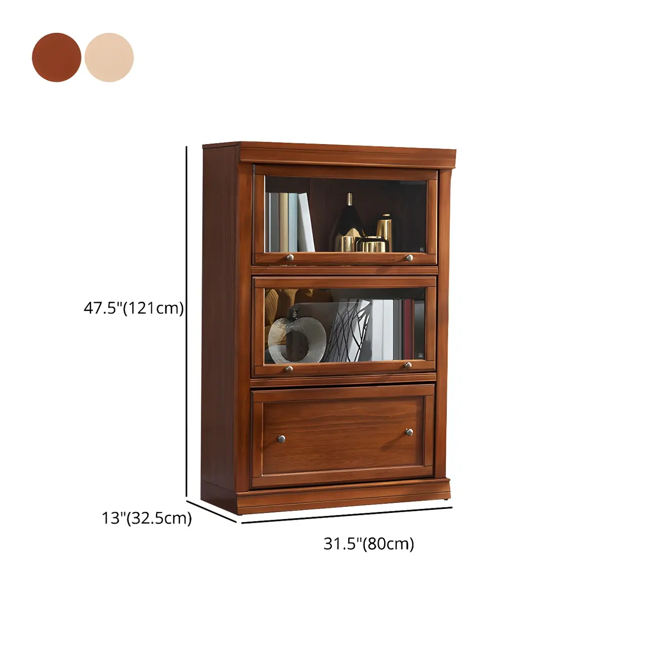 Brown Oak Wood Barrister Bookcases with Glass Doors Image - 16 | homeyfad