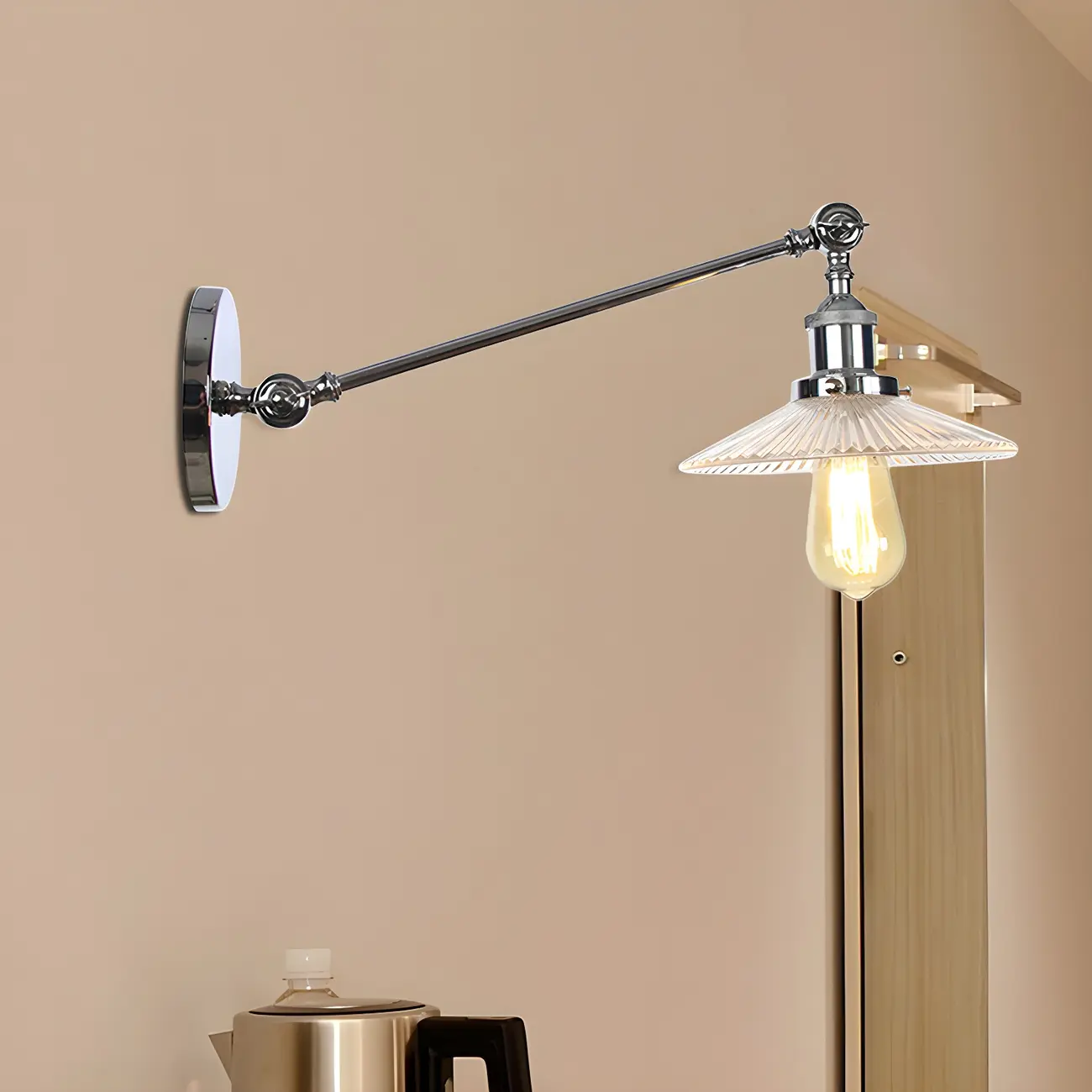 Industrial Adjustable Black Cone Shape Glass LED Wall Lamp  | homeyfad