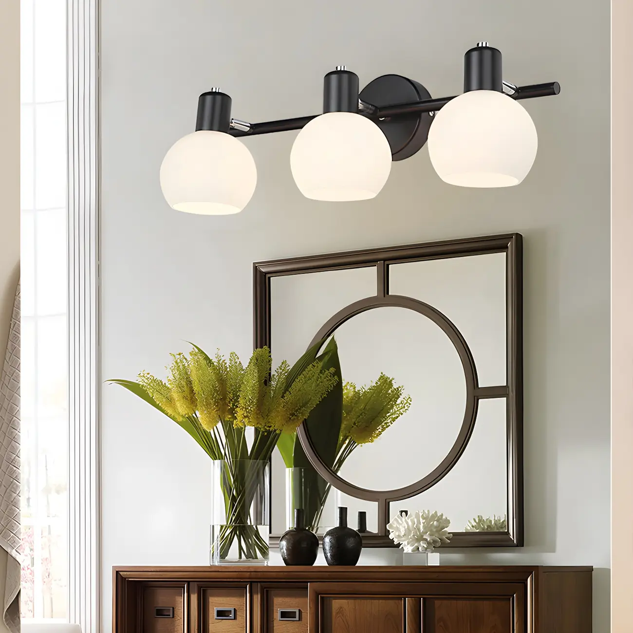 Modern Glass Globe Vanity Light for Bathroom Wall Image - 2 | homeyfad