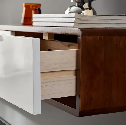 Rubberwood Wall Mount TV Stand Entertainment Center Image - 7