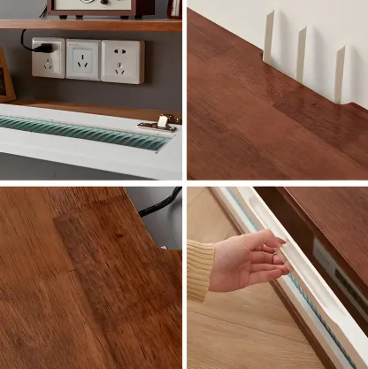 Rubberwood Wall Mount TV Stand Entertainment Center Image - 8