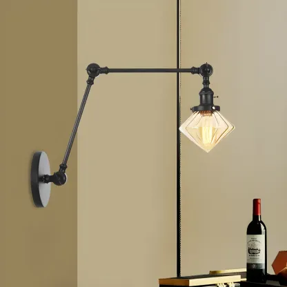 Vintage Industrial Wall Sconce with Adjustable Glass Shade