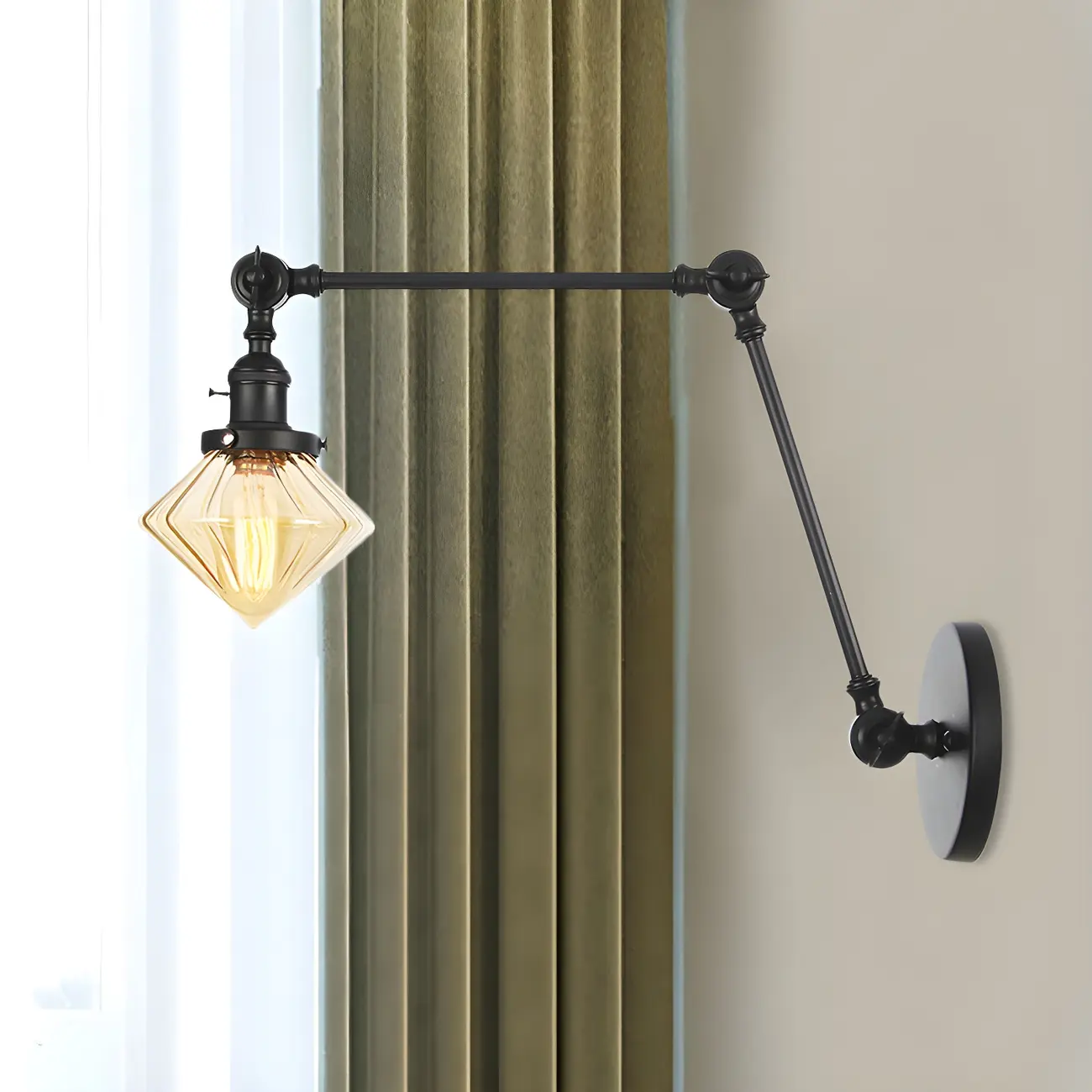 Vintage Industrial Wall Sconce with Adjustable Glass Shade | homeyfad