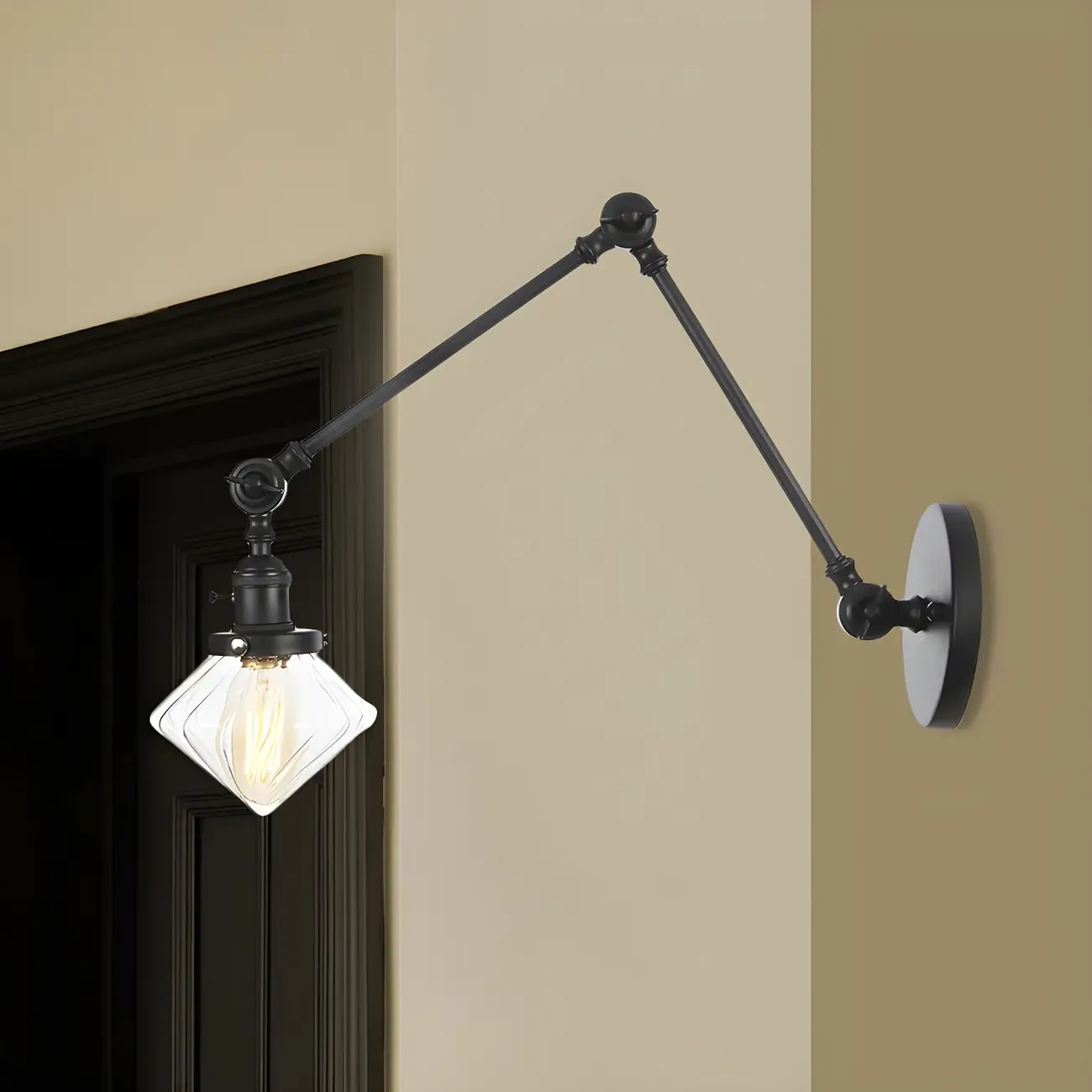 Vintage Industrial Wall Sconce with Adjustable Glass Shade