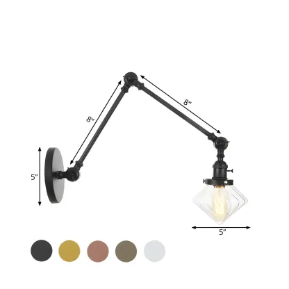 Vintage Industrial Wall Sconce with Adjustable Glass Shade