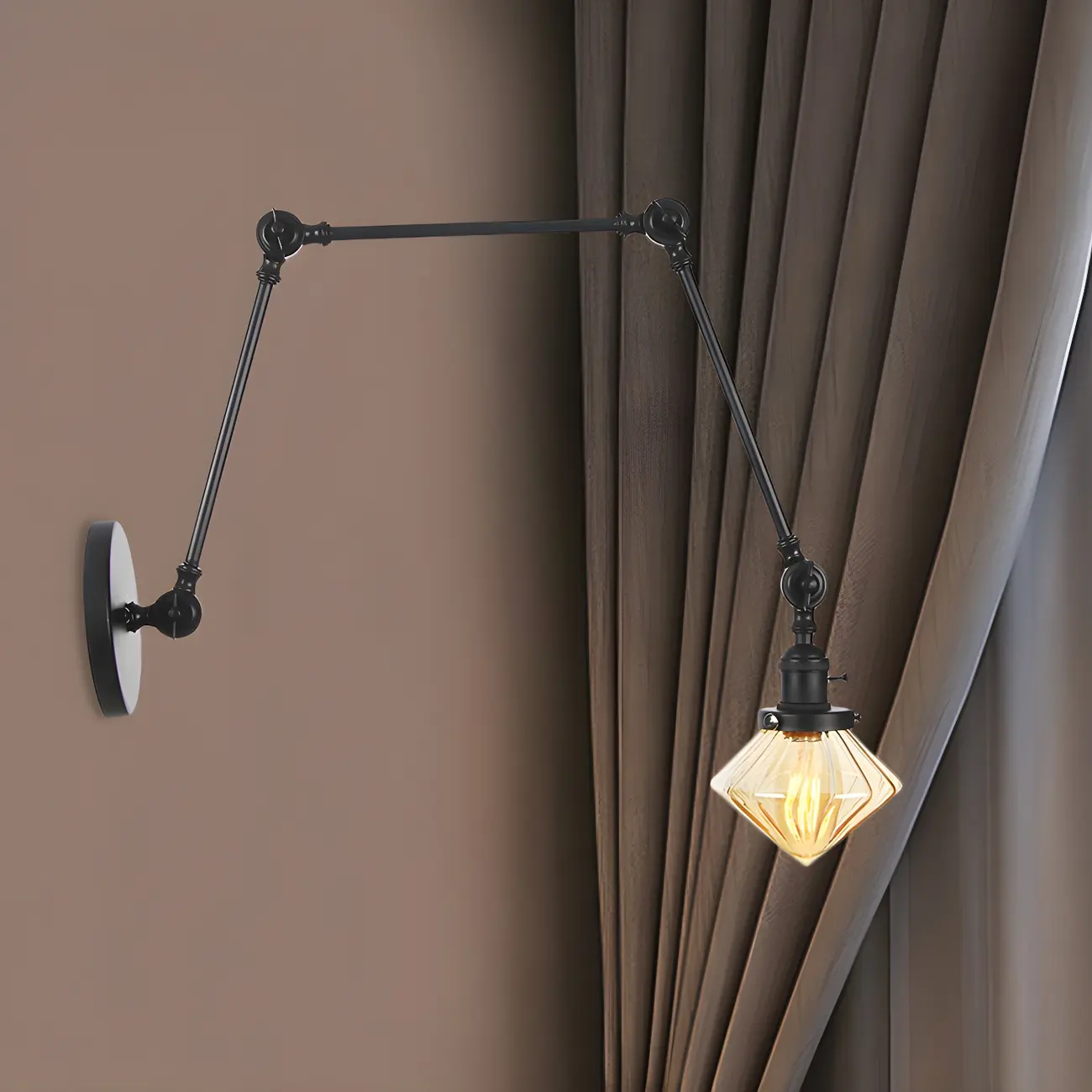 Vintage Industrial Wall Sconce with Adjustable Glass Shade | homeyfad