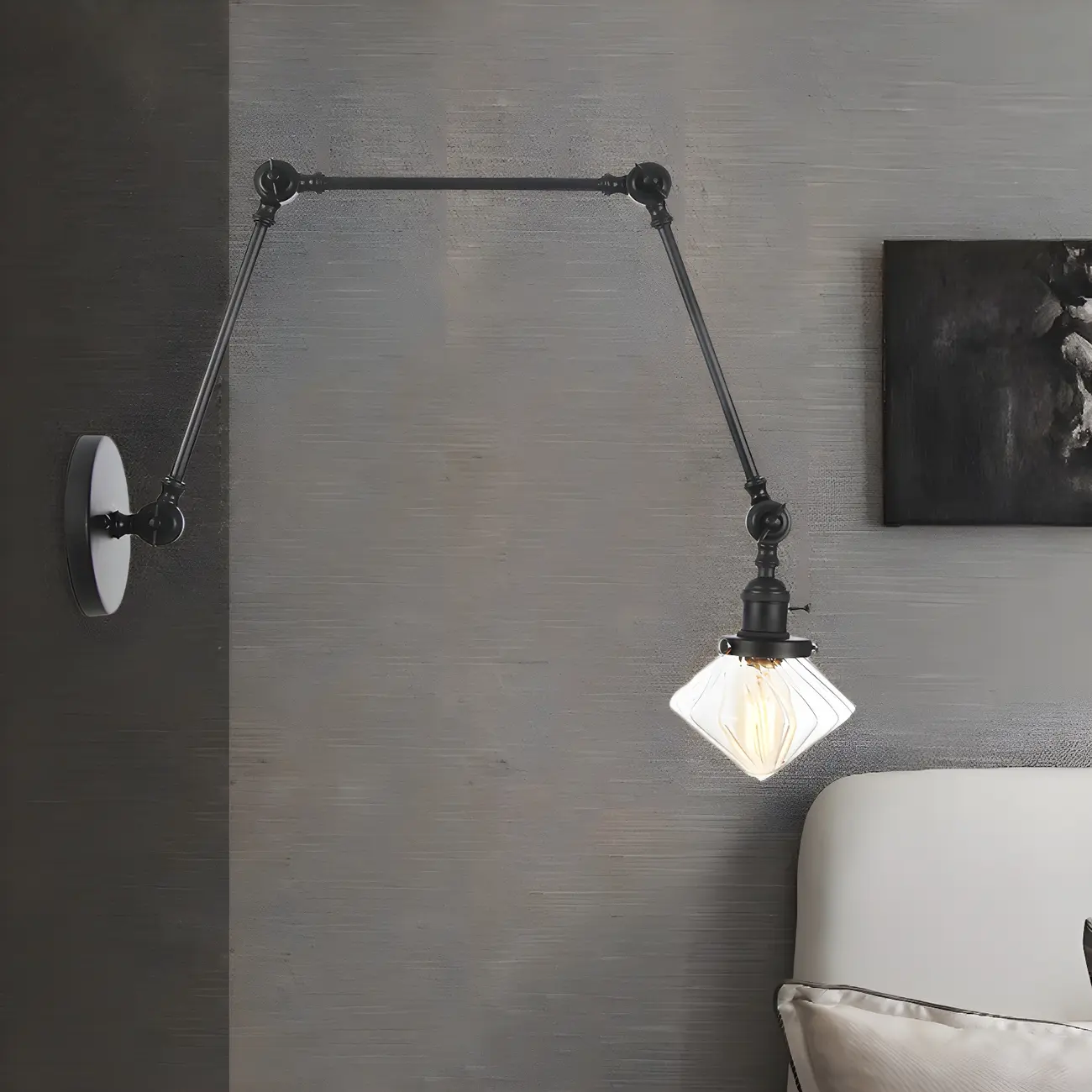 Vintage Industrial Wall Sconce with Adjustable Glass Shade | homeyfad