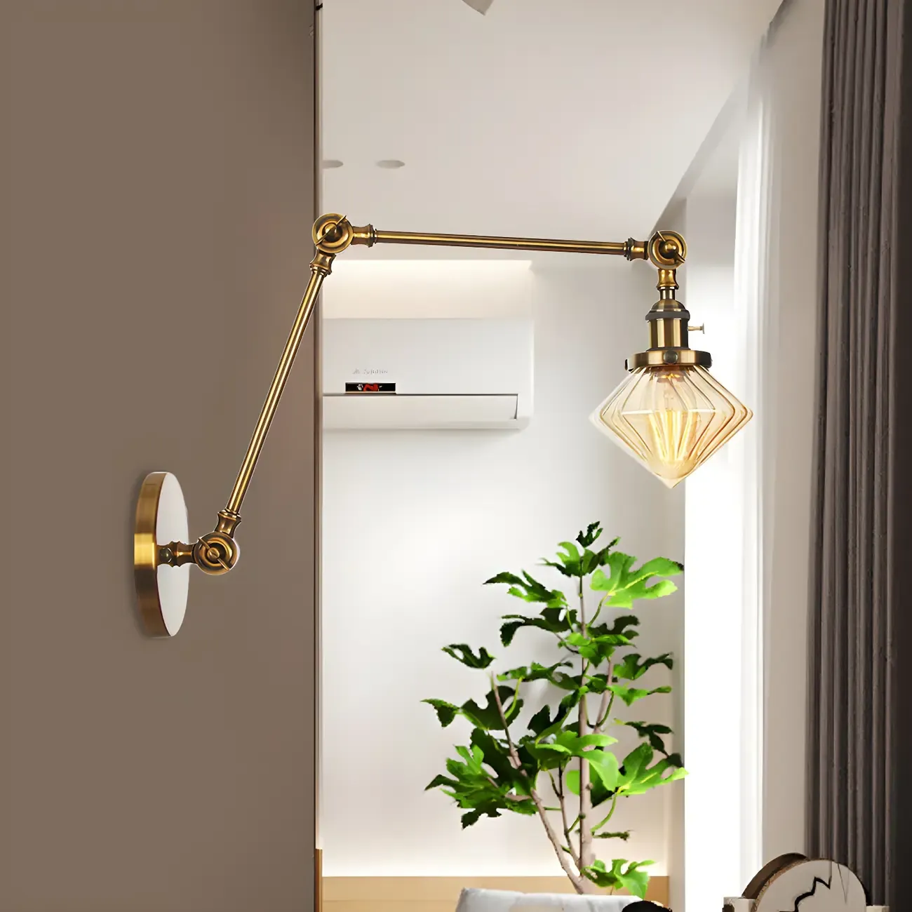 Vintage Industrial Wall Sconce with Adjustable Glass Shade