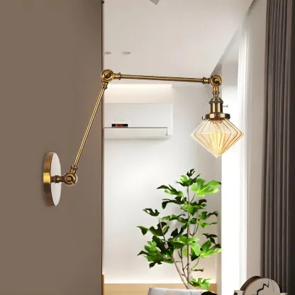 Vintage Industrial Wall Sconce with Adjustable Glass Shade