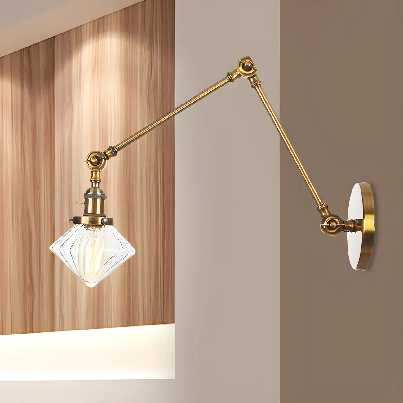 Vintage Industrial Wall Sconce with Adjustable Glass Shade | homeyfad