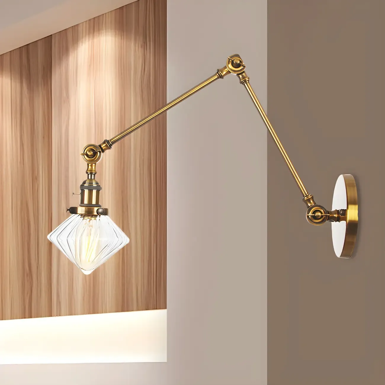 Vintage Industrial Wall Sconce with Adjustable Glass Shade