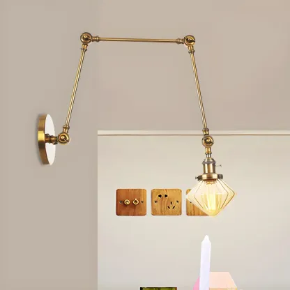 Vintage Industrial Wall Sconce with Adjustable Glass Shade